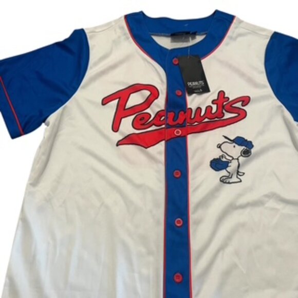 NEW Snoopy Baseball Jersey Women’s Size Large Peanuts Button Up NWT - Picture 2 of 10